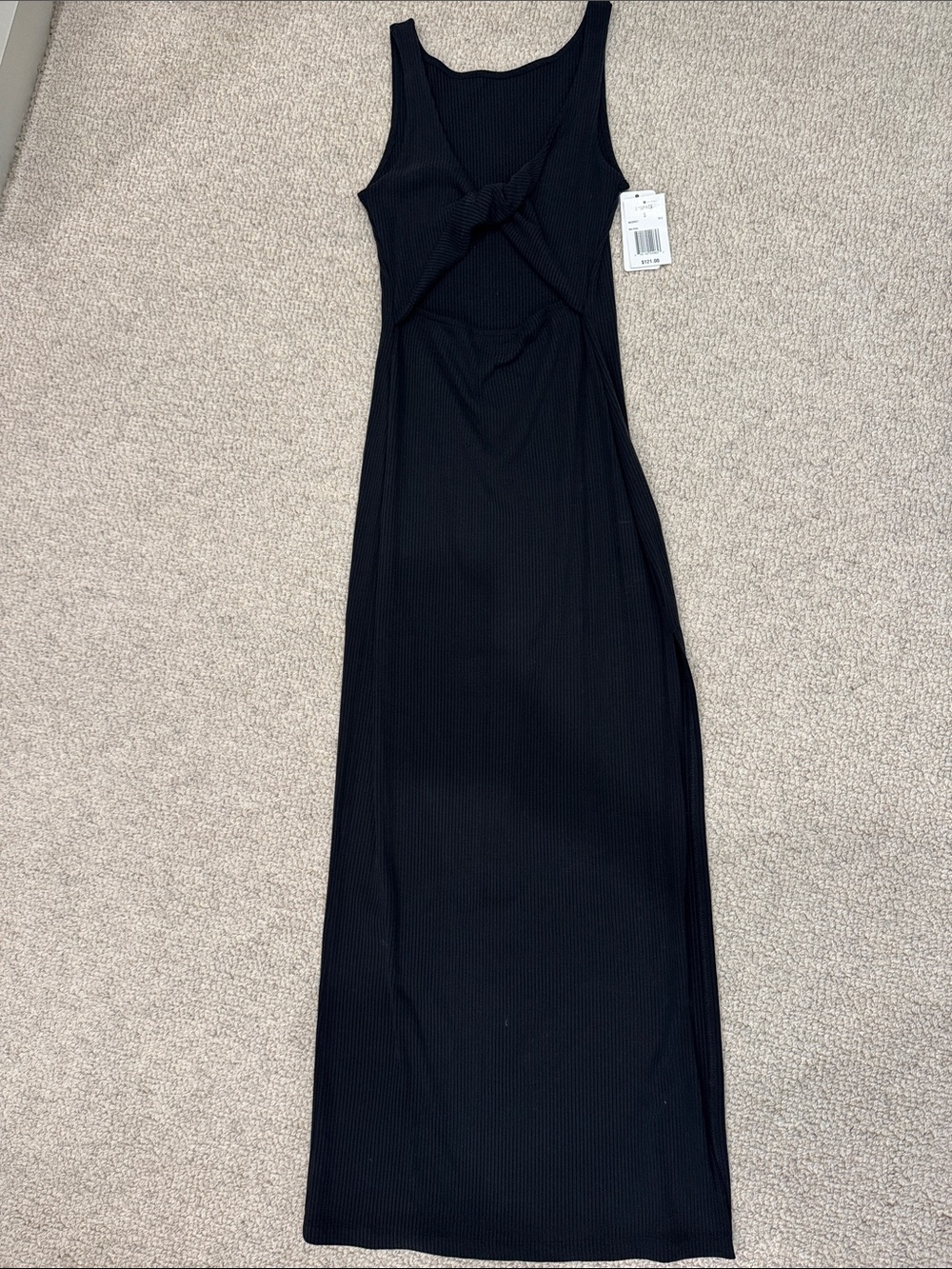 l*space Black Ribbed Twist-Front Maxi Dress